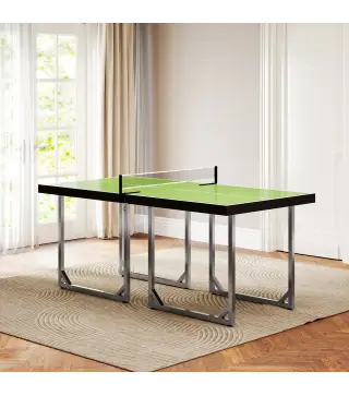 Mesa de Ping-Pong Plegable con Red y Marco de Acero Fácil de Transportar para Interior y Exterior 182x91x76 cm Verde