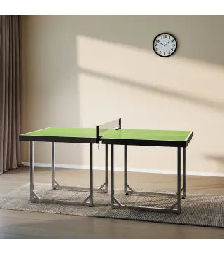 Mesa de Ping-Pong Plegable con Red y Marco de Acero Fácil de Transportar para Interior y Exterior 182x91x76 cm Verde