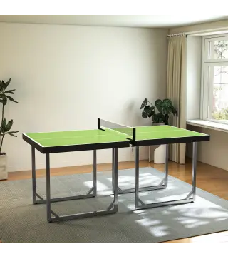 Mesa de Ping-Pong Plegable con Red y Marco de Acero Fácil de Transportar para Interior y Exterior 182x91x76 cm Verde