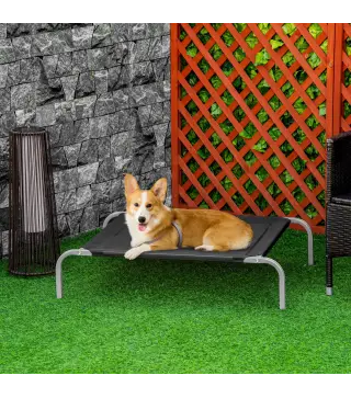 Cama Elevada para Perros Gatos Transpirable Cama para Mascotas 90x65x20 cm para Dormir Relajar con Marco de Acero para Interior