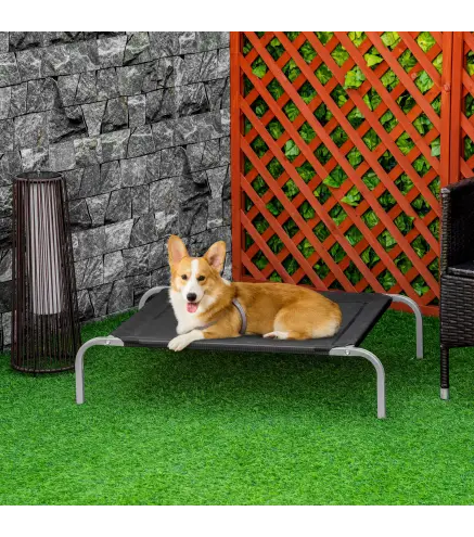 Cama Elevada para Perros Gatos Transpirable Cama para Mascotas 90x65x20 cm para Dormir Relajar con Marco de Acero para Interior