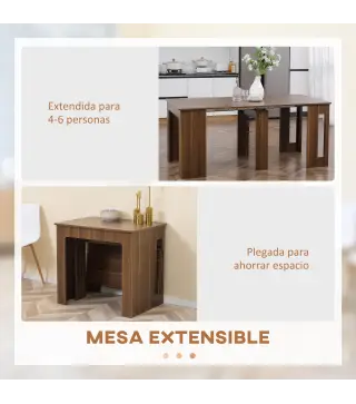 Mesa de Comedor Extensible para 4-6 Personas Mesa Auxiliar Multifuncional para Estudio Cocina 180x85x75 cm Marrón