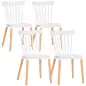 Juego de 4 Sillas de Comedor Estilo Nórdico con Respaldo de Polipropileno y Patas de Madera 48x52,5x83 cm Blanco