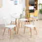 Juego de 4 Sillas de Comedor Estilo Nórdico con Respaldo de Polipropileno y Patas de Madera 48x52,5x83 cm Blanco