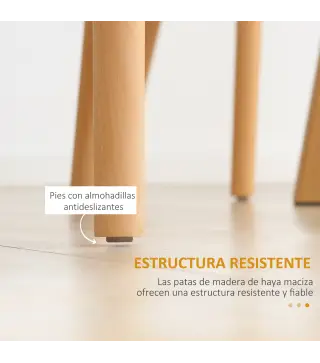 Juego de 4 Sillas de Comedor Estilo Nórdico con Respaldo de Polipropileno y Patas de Madera 48x52,5x83 cm Blanco