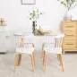 Juego de 4 Sillas de Comedor Estilo Nórdico con Respaldo de Polipropileno y Patas de Madera 48x52,5x83 cm Blanco