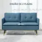 Sofá de Salón de 2 Plazas Moderno con 4 Cojines Reposabrazos y Patas de Acero Carga 240 kg 139x68x80 cm Azul