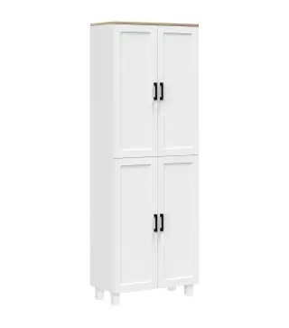 Alacena de Cocina Armario de Almacenaje Multifuncional con 4 Puertas y Estantes Ajustables 60x30x171 cm Blanco