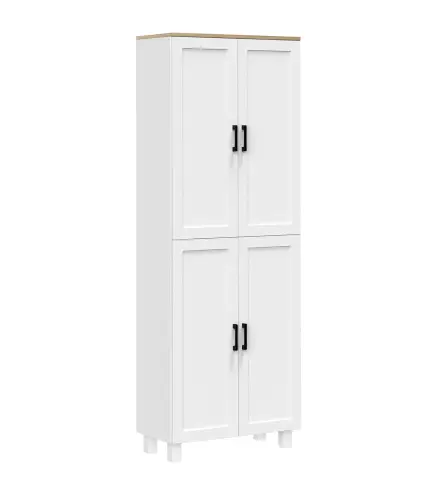 Alacena de Cocina Armario de Almacenaje Multifuncional con 4 Puertas y Estantes Ajustables 60x30x171 cm Blanco