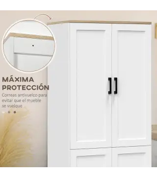 Alacena de Cocina Armario de Almacenaje Multifuncional con 4 Puertas y Estantes Ajustables 60x30x171 cm Blanco