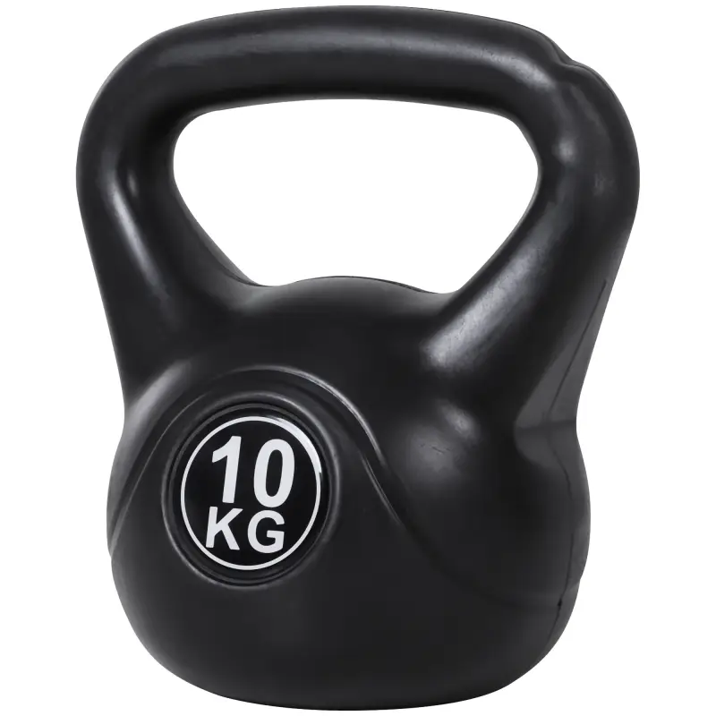 Pesa Rusa de 10 kg Kettlebell Relleno de Arena con Mango Ancho Antideslizante para Entrenamiento 25x19x28 cm Negro