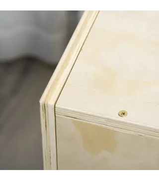 Cajón Pliométrico de Madera 3 en 1 con 2 Mango Hueco para Casa Oficina Gimnasia 40,5x35,5x30,5 cm Madera Natural