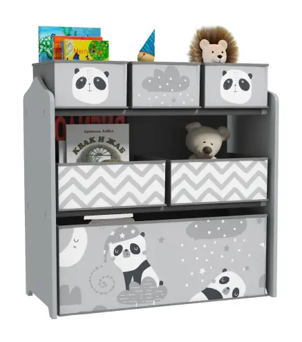 Organizador de Juguetes para Niños Estantería para Juguetes con 6 Cajas de Tela no Tejida Extraíbles 63x30x66 cm Gris