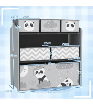 Organizador de Juguetes para Niños Estantería para Juguetes con 6 Cajas de Tela no Tejida Extraíbles 63x30x66 cm Gris