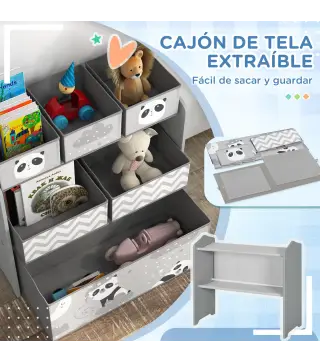 Organizador de Juguetes para Niños Estantería para Juguetes con 6 Cajas de Tela no Tejida Extraíbles 63x30x66 cm Gris