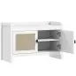 Banco Zapatero con Puertas Frentes de Ratán Balda Extraíble para Entrada o Dormitorio 80x35x52 cm Blanco y Beige