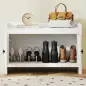 Banco Zapatero con Puertas Frentes de Ratán Balda Extraíble para Entrada o Dormitorio 80x35x52 cm Blanco y Beige