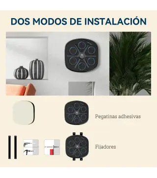Boxeo Pared Musical con 9 Modos de Velocidad Guantes Conexión Bluetooth Luces LED para Adultos y Niños en Casa Oficina