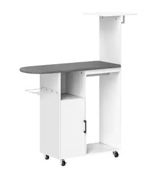 Estación de Planchado con Ruedas Barra para Ropa Tabla de Planchar 127,5x43,5x153 cm Blanco