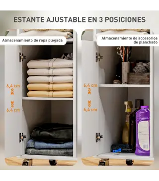 Estación de Planchado con Ruedas Barra para Ropa Tabla de Planchar 127,5x43,5x153 cm Blanco