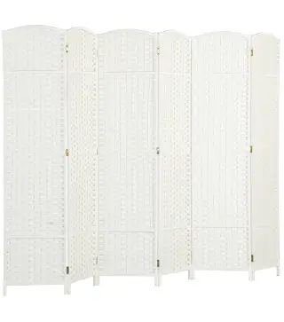 Biombo Separador de Ambientes de 6 Paneles Biombo Plegable 240x170 cm para Salón Dormitorio Oficina Blanco