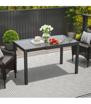 Mesa de Comedor Extensible de Exterior de 85-125 cm para 4-6 Personas Mesa Rectangular para Porche Terraza Jardín
