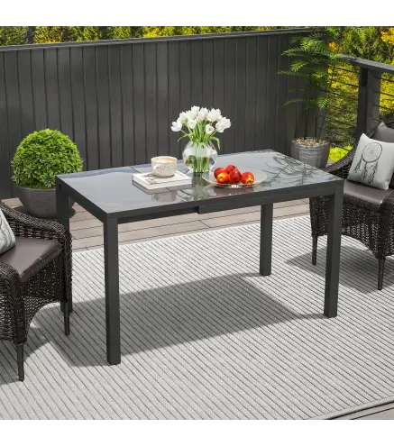 Mesa de Comedor Extensible de Exterior de 85-125 cm para 4-6 Personas Mesa Rectangular para Porche Terraza Jardín