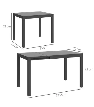 Mesa de Comedor Extensible de Exterior de 85-125 cm para 4-6 Personas Mesa Rectangular para Porche Terraza Jardín