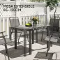 Mesa de Comedor Extensible de Exterior de 85-125 cm para 4-6 Personas Mesa Rectangular para Porche Terraza Jardín