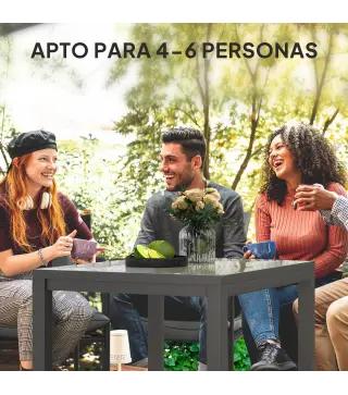 Mesa de Comedor Extensible de Exterior de 85-125 cm para 4-6 Personas Mesa Rectangular para Porche Terraza Jardín