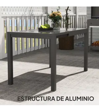 Mesa de Comedor Extensible de Exterior de 85-125 cm para 4-6 Personas Mesa Rectangular para Porche Terraza Jardín