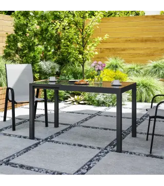 Mesa de Comedor Extensible de Exterior de 85-125 cm para 4-6 Personas Mesa Rectangular para Porche Terraza Jardín