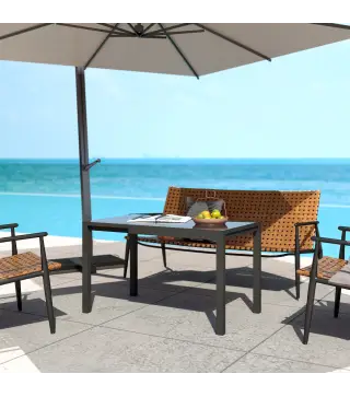 Mesa de Comedor Extensible de Exterior de 85-125 cm para 4-6 Personas Mesa Rectangular para Porche Terraza Jardín