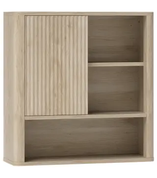 Armario de Baño de Pared con Puerta Corredera 5 Compartimentos y Estantes Ajustables 60x20x62 cm Blanco