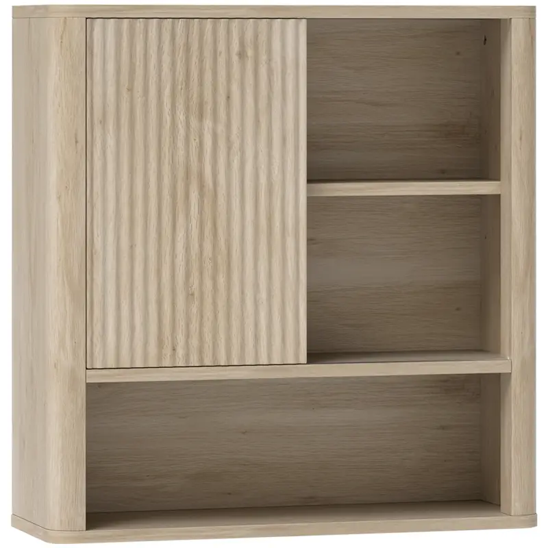 Armario de Baño de Pared con Puerta Corredera 5 Compartimentos y Estantes Ajustables 60x20x62 cm Blanco