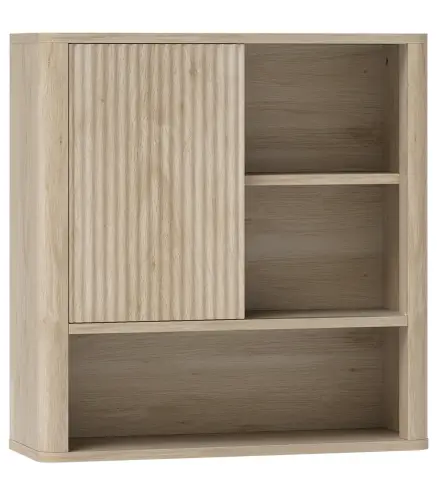 Armario de Baño de Pared con Puerta Corredera 5 Compartimentos y Estantes Ajustables 60x20x62 cm Blanco