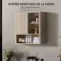Armario de Baño de Pared con Puerta Corredera 5 Compartimentos y Estantes Ajustables 60x20x62 cm Blanco