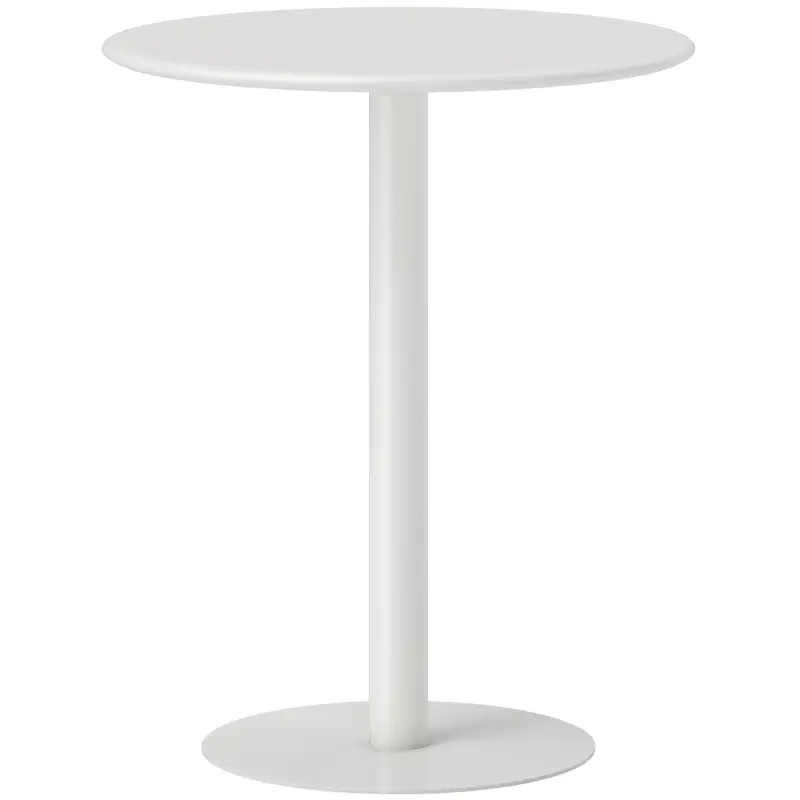 Mesa de Comedor Redonda para 2 Personas Mesa de Cocina de Acero para Interior y Exterior Ø60x72 cm Blanco
