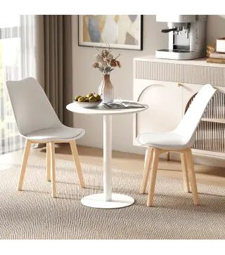 Mesa de Comedor Redonda para 2 Personas Mesa de Cocina de Acero para Interior y Exterior Ø60x72 cm Blanco