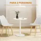 Mesa de Comedor Redonda para 2 Personas Mesa de Cocina de Acero para Interior y Exterior Ø60x72 cm Blanco