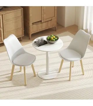 Mesa de Comedor Redonda para 2 Personas Mesa de Cocina de Acero para Interior y Exterior Ø60x72 cm Blanco