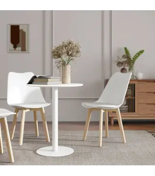 Mesa de Comedor Redonda para 2 Personas Mesa de Cocina de Acero para Interior y Exterior Ø60x72 cm Blanco