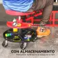 Taburete de Taller Giratorio con Ruedas Altura Ajustable de 40-51 cm y 2 Bandejas Carga 135 kg para Garaje Rojo