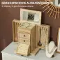 Joyero de Madera de 4 Niveles Joyero Mujer Organizador con 2 Cajones Espejo para Pendientes Anillos Collares Natural