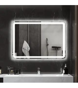 Espejo de Baño con Luces LED 70x100 cm 3 Colores de Luz Brillo Regulable Función Antivaho Función de Memoria IP44