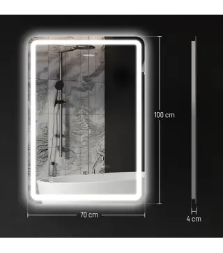 Espejo de Baño con Luces LED 70x100 cm 3 Colores de Luz Brillo Regulable Función Antivaho Función de Memoria IP44