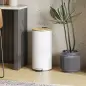 Cubo de Basura Cocina 30L con Pedal Tapa de Bambú de Cierre Suave y Cubo Extraíble para Dormitorio Oficina Salón Blanco