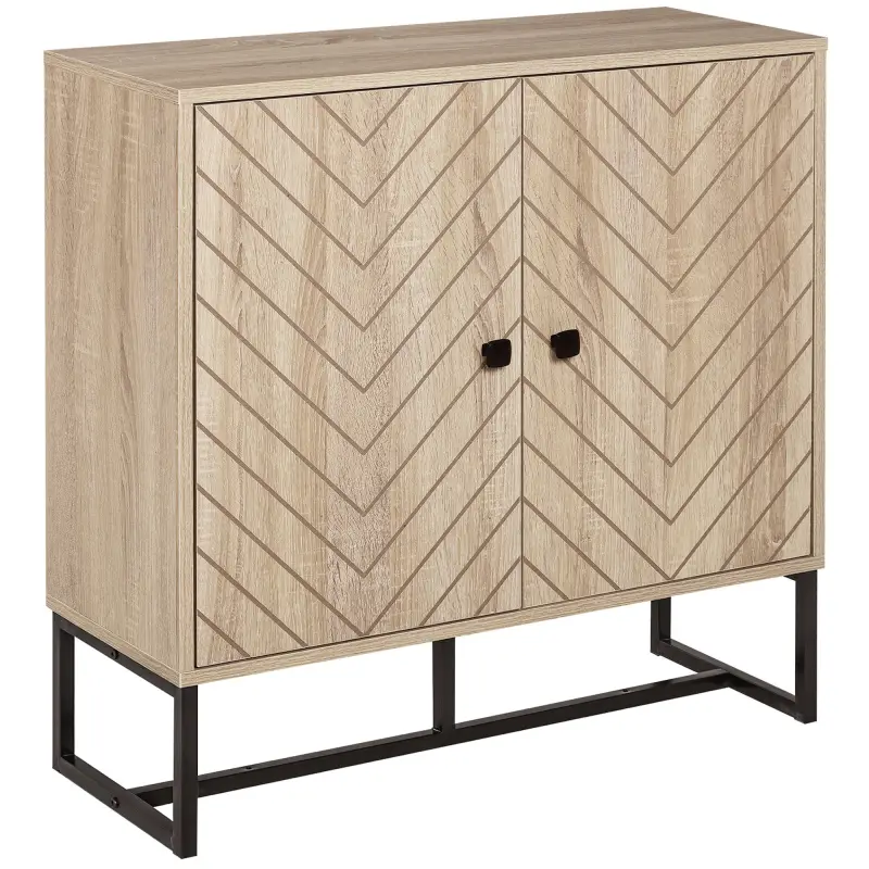 Aparador de Cocina Armario Buffet con 2 Puertas y Estantes Estilo Moderno 80x29,5x80 cm Madera Natural