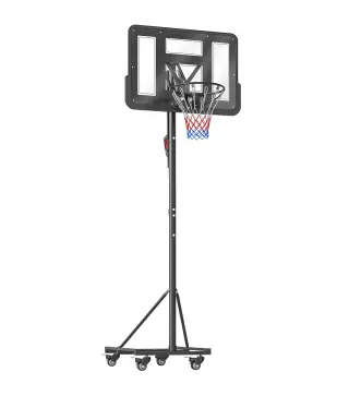 Canasta de Baloncesto para Exterior Ajustable de 235-305 cm con Tablero Irrompible 110 cm Saco de peso y Ruedas Negro