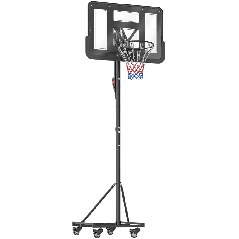 Canasta de Baloncesto para Exterior Ajustable de 235-305 cm con Tablero Irrompible 110 cm Saco de peso y Ruedas Negro